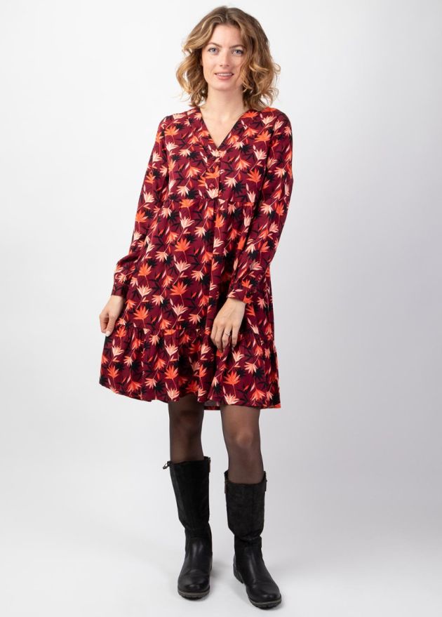 robe hiver coupe babydoll bordeaux