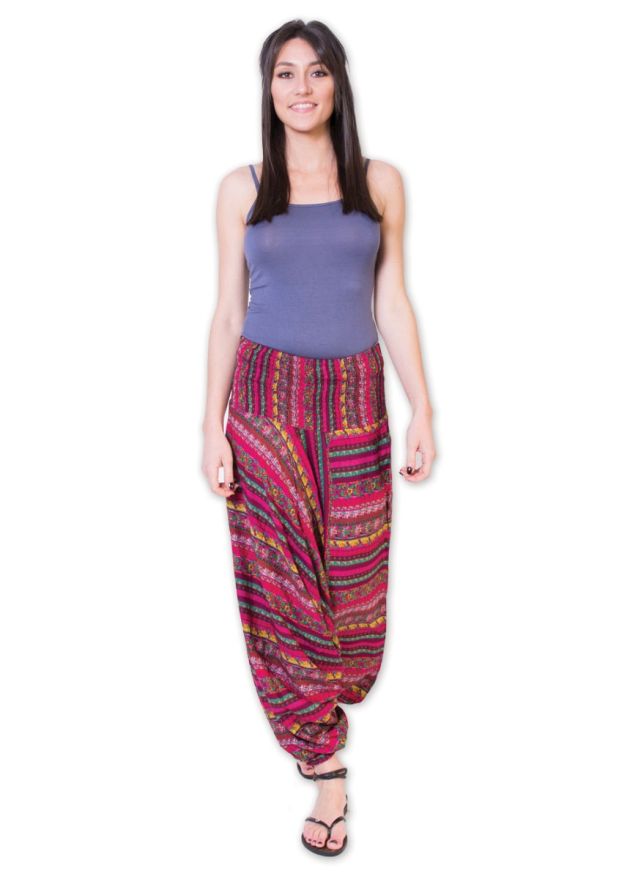 sarouel viscose femme motif fleuri rose 3 en 1 face