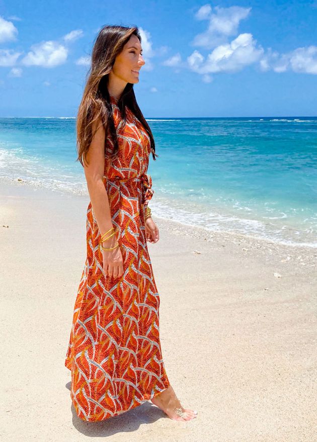 robe longue ethnique encolure ronde exterieur