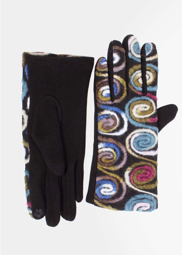 gants ethniques tactiles bleus face