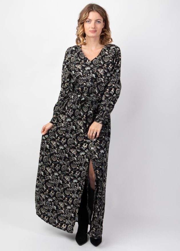 robe longue hiver fendue face