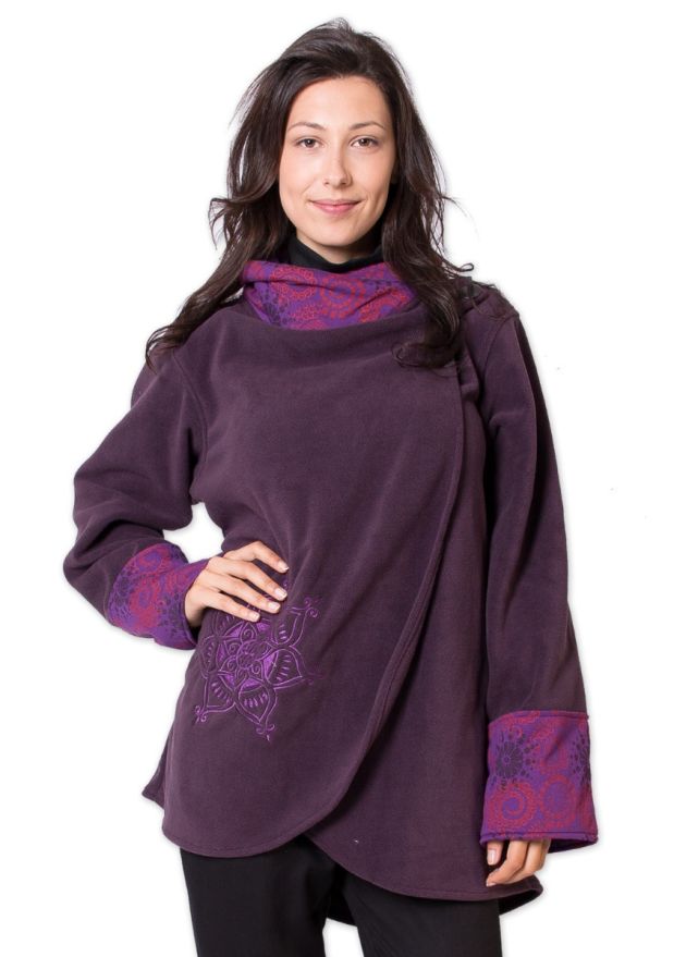 veste polaire femme col montant violet