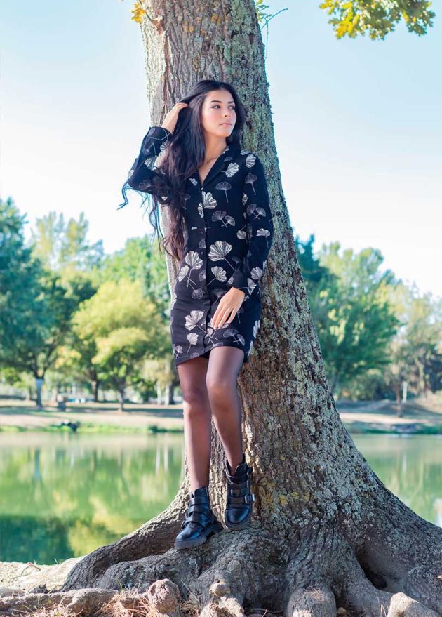 robe chemise hiver noire et grise exterieur
