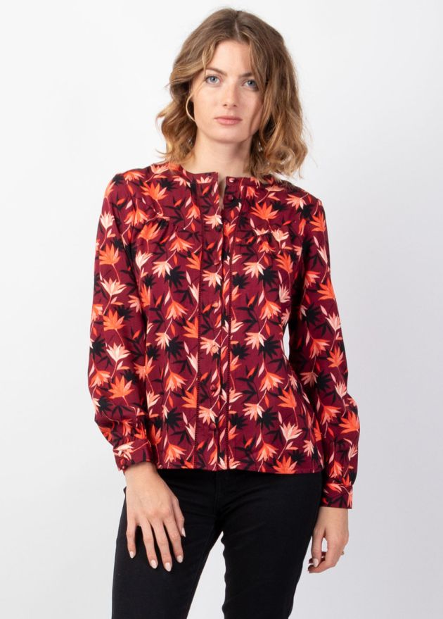 chemisier hiver liseré ajouré le long du chemisier face