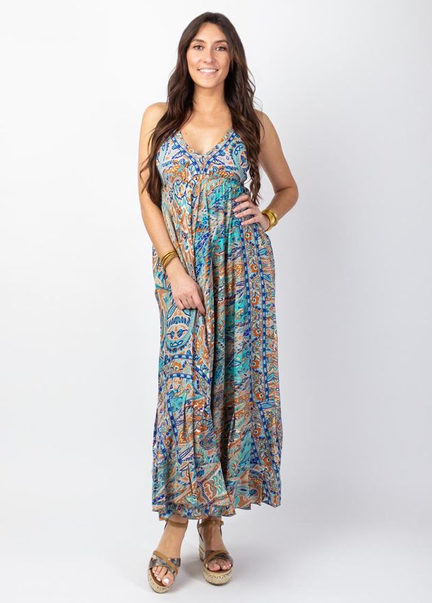 robe longue fluide fines bretelles face