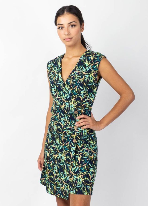 robe courte motif tropical zoom