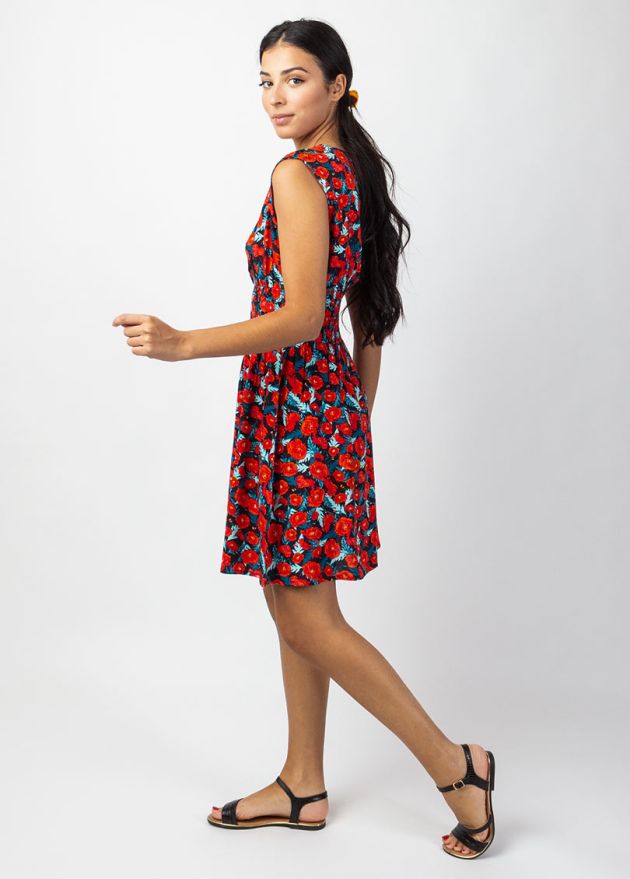 Robe D'Été Femme En Viscose - Motifs Colorés, Bretelles, Taille 38, Vintage Très Bon État