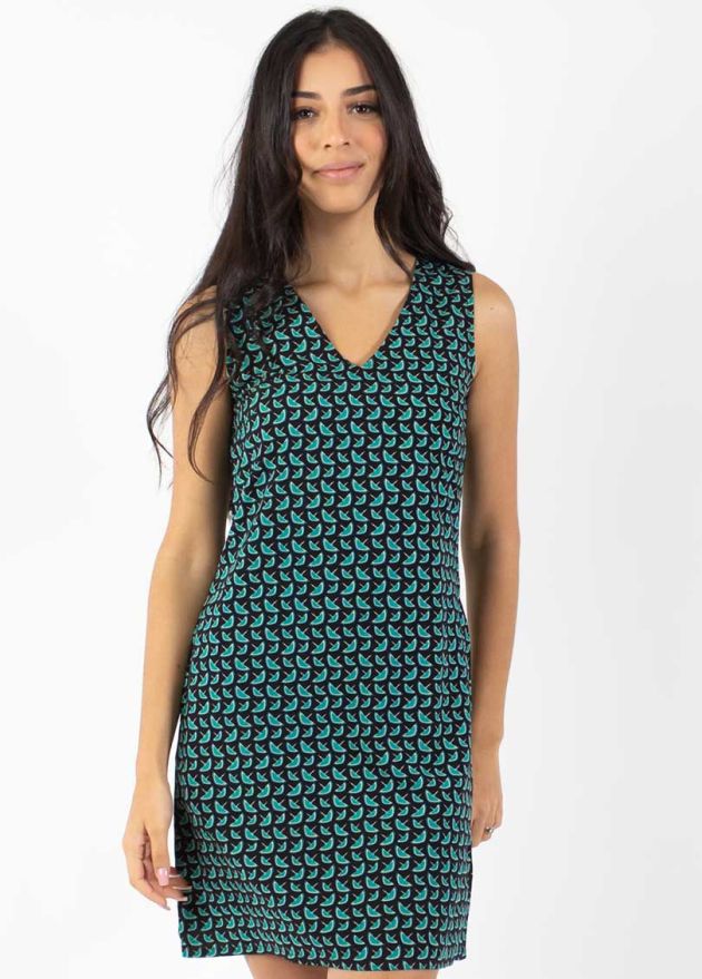 robe courte bleu col V zoom