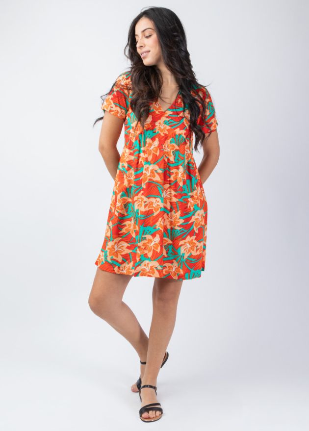 robe courte été manches courtes coupe ample