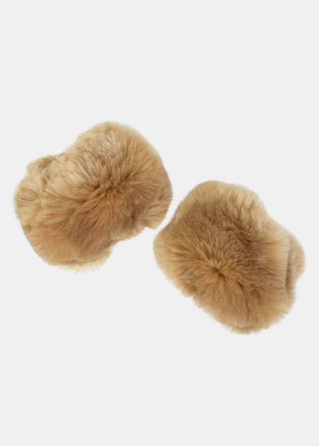 manchettes poignets fausses fourrure camel femme hiver