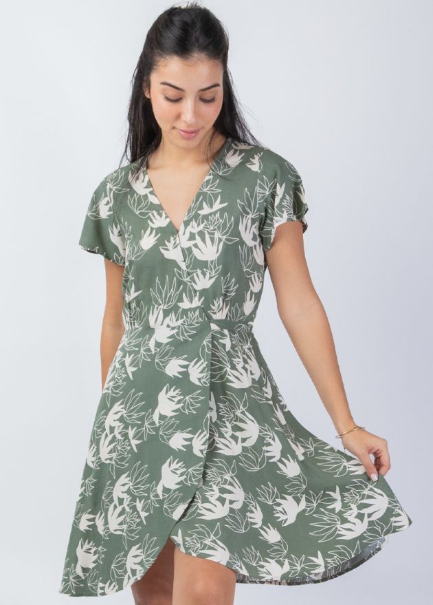 robe courte cache cœur encolure en v zoom 