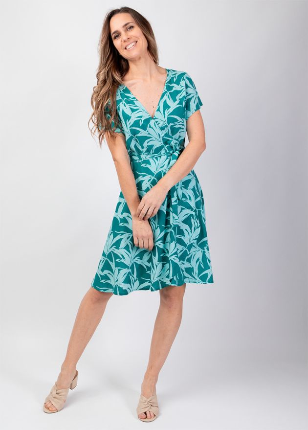 robe courte encolure cache-cœur en viscose face