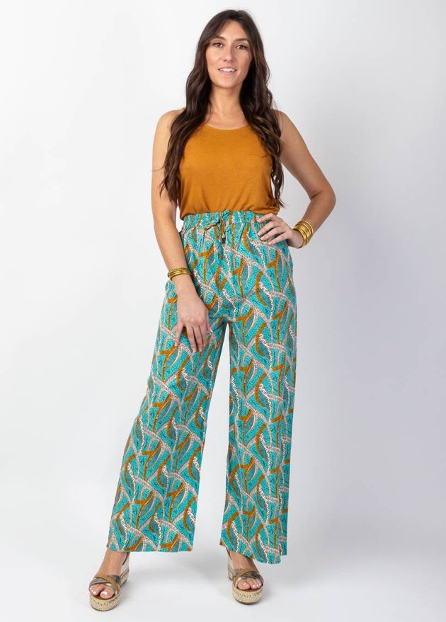 pantalon jambes larges en viscose face