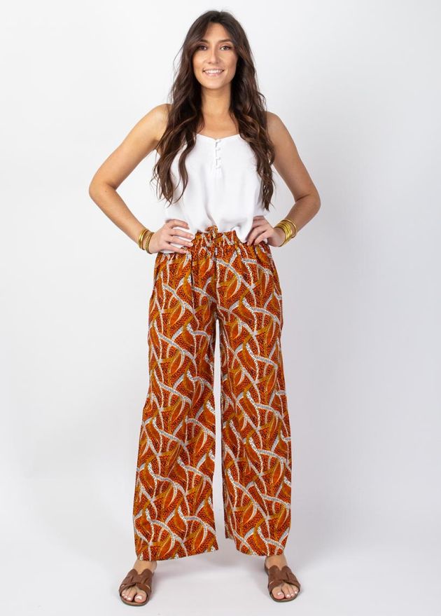 pantalon jambes larges en viscose face