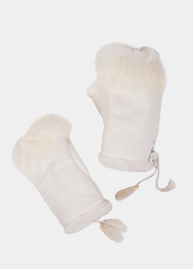 mitaines fausse fourrure blanche femme hiver face