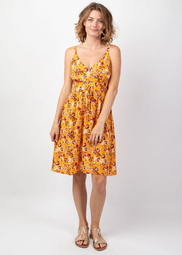 Robe D'été Chic Blanche Fleurie Exotic - Taille 36/38 - 100% Viscose - Col Rond, Manches Courtes
