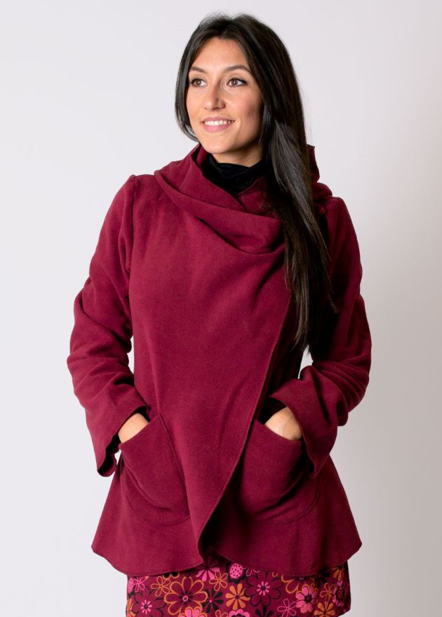 veste polaire courte ottawa prune à capuche
