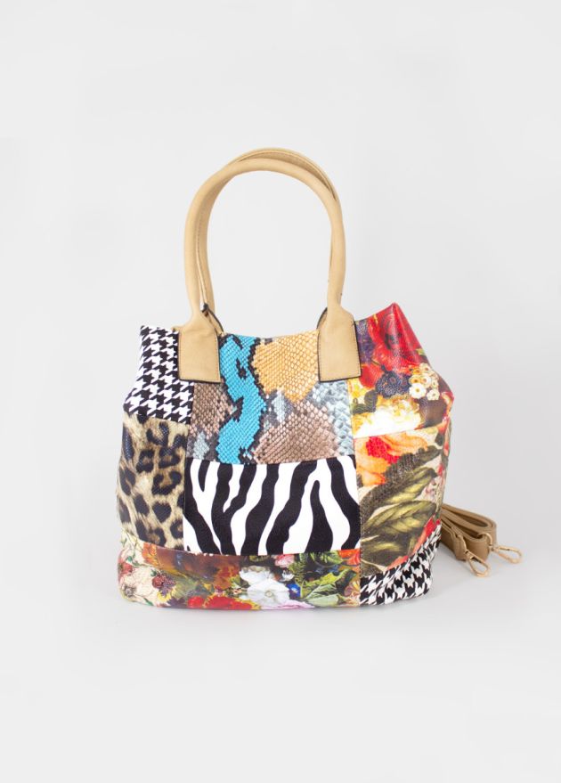 Sac à main bourse ETERNA patchwork noir