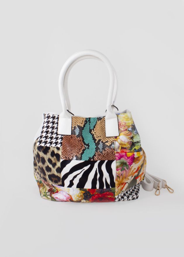 Sac à main bourse ETERNA patchwork blanc