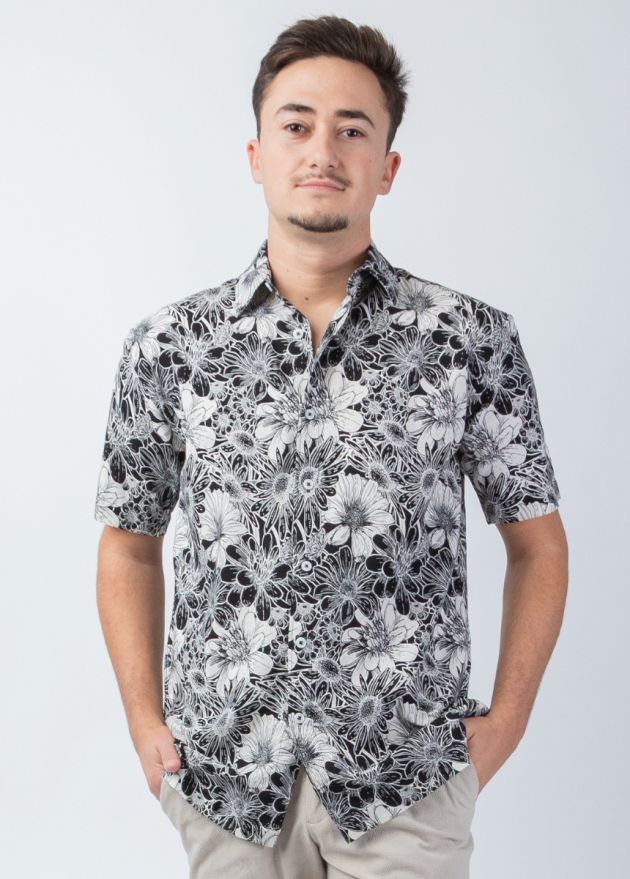 chemise casual homme manches courtes col revers zoom