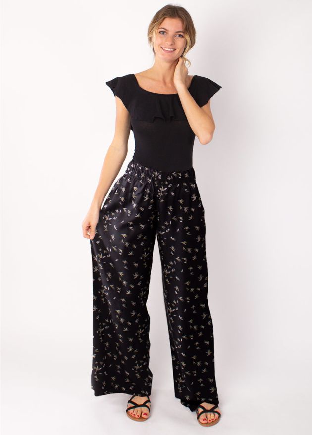 pantalon ethnique viscose jambes larges face