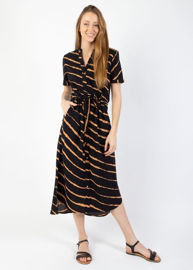 robe chemise longue tie&dye noir face