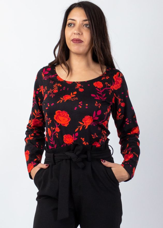 top hiver ethnique 100% coton manches longues zoom