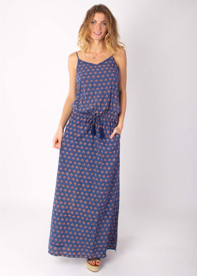 robe longue viscose alba 22 marine face