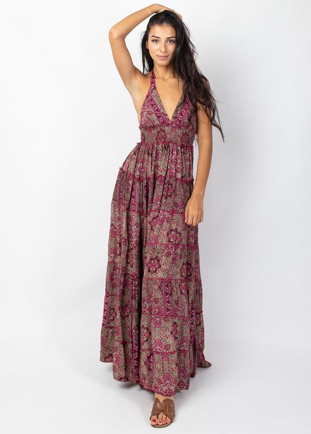 robe longue imprime gamme indienne face