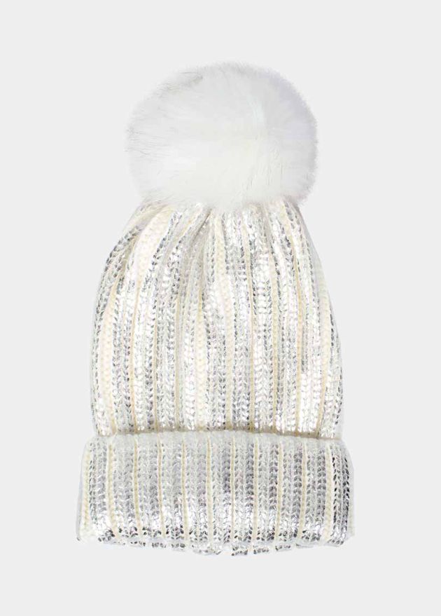 bonnet pompon shine blanc face