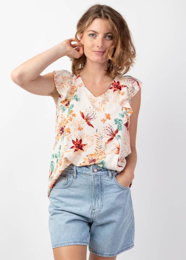 top femme encolure v sans manches zoom