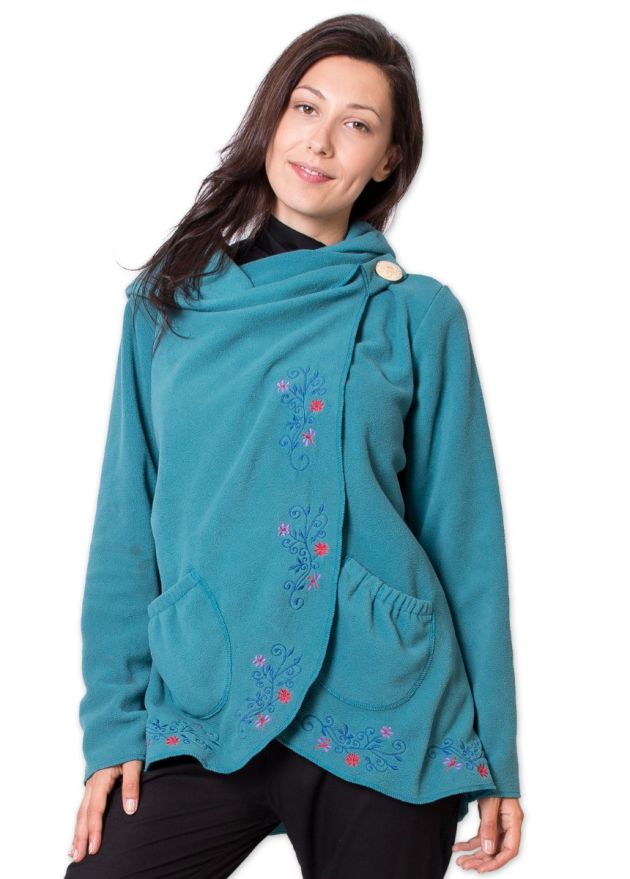 veste polaire verte à capuche