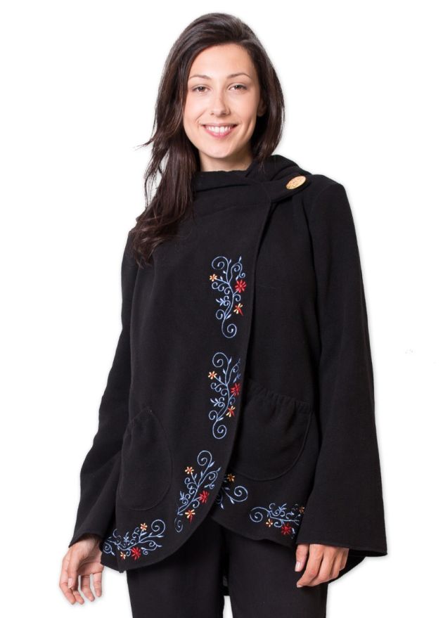 veste polaire femme noire brodee
