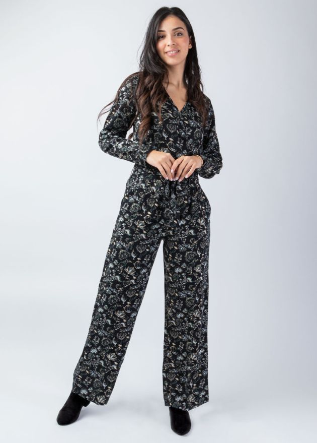 combi pantalon ethnique encolure en v croisé