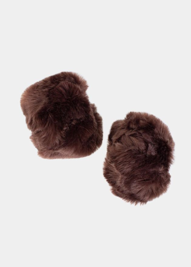 manchettes poignets fourrure marron 