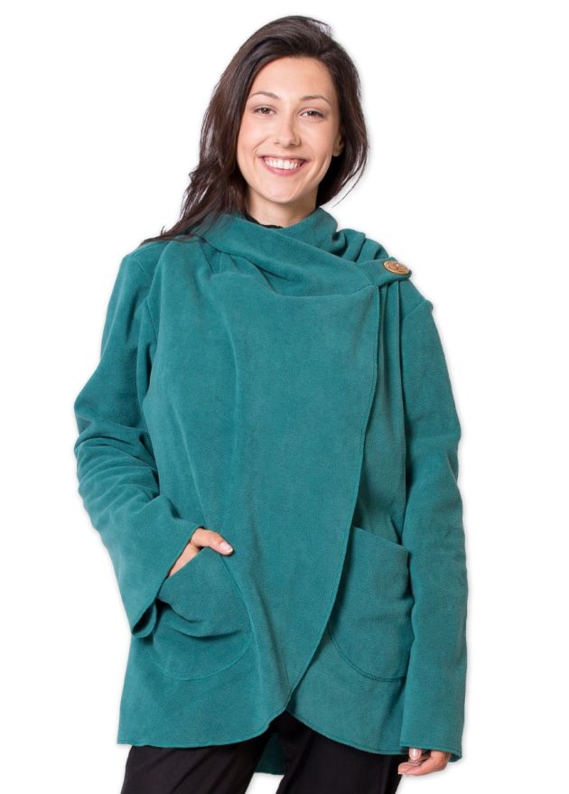 veste matiere polaire courte ottawa vert/bleu