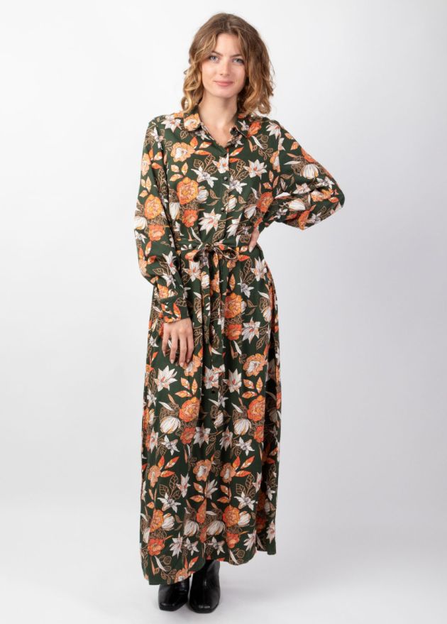 robe longue hiver col chemise face