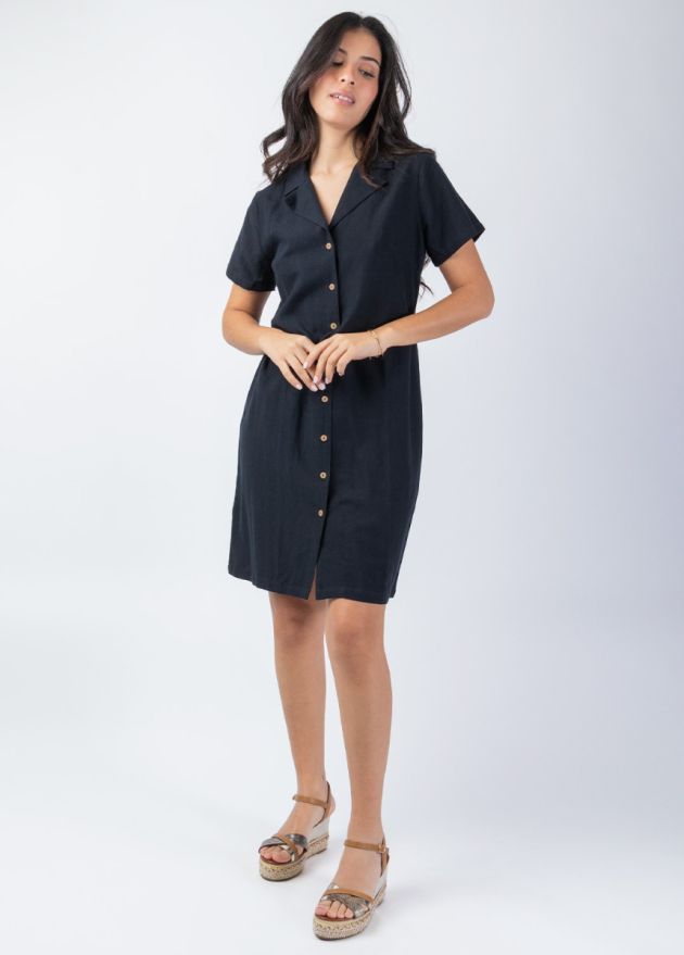 robe courte unie noire face