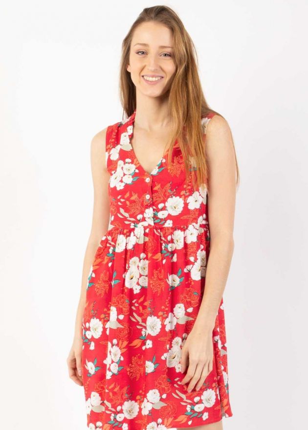 robe courte viscose liberty rouge zoom