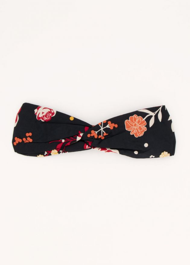 bandeau nœud africain imprimé floral rouge et orange 