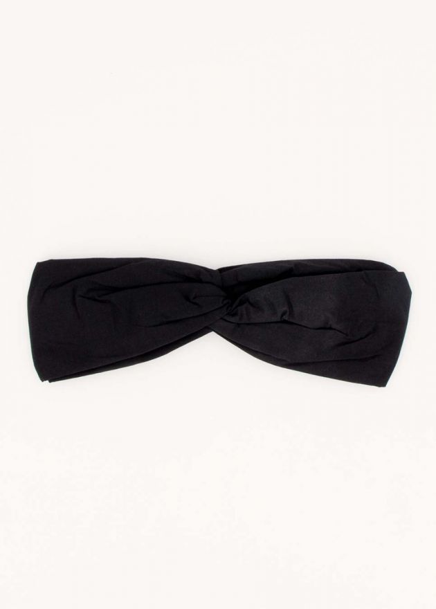 bandeau nœud headband coton uni noir face