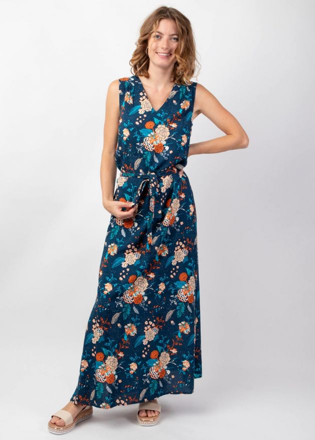 robe longue femme été fendue larges bretelles face