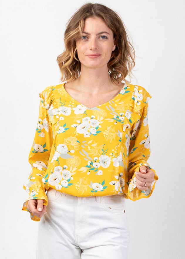 blouse manches longues jaune lumineux