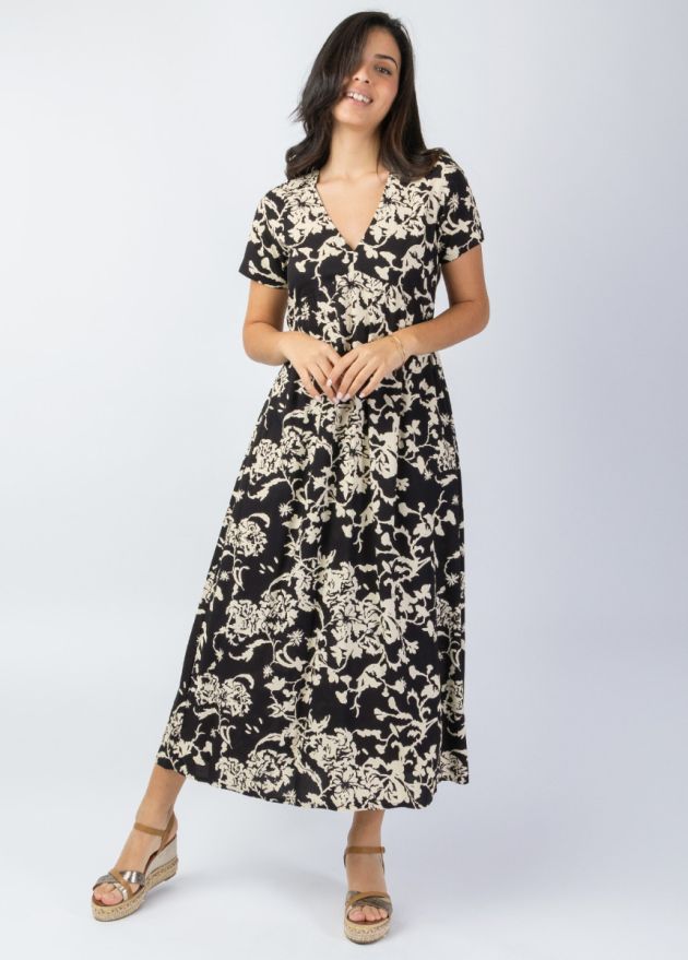 robe longue femme été manches courtes face