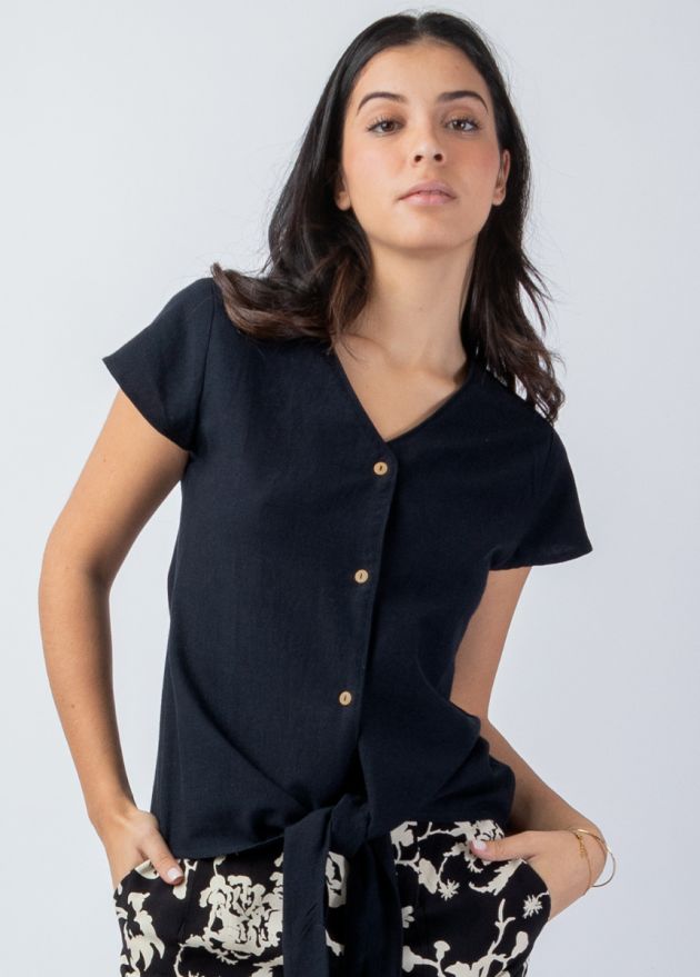 top manches courtes uni noir