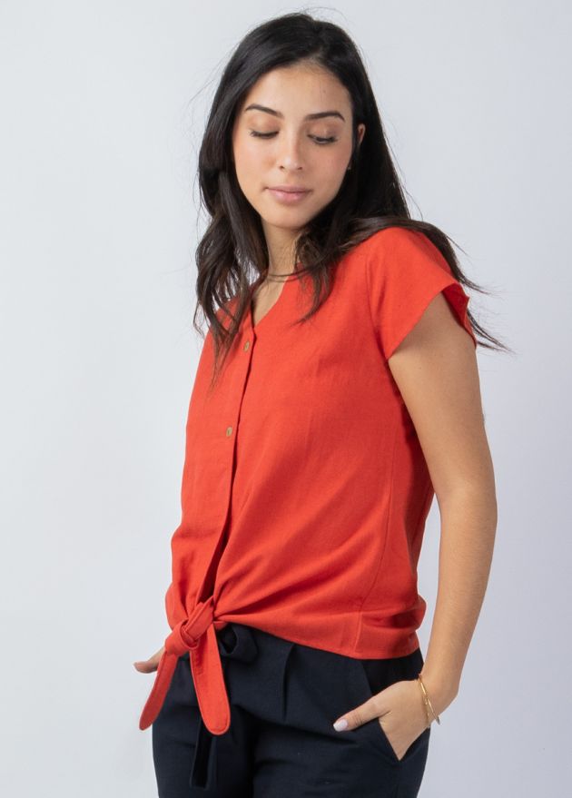 top manches courtes uni terracotta
