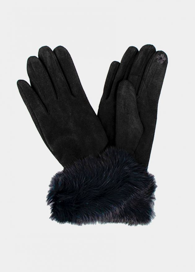 gants noirs tactiles femme hiver fausse fourrure