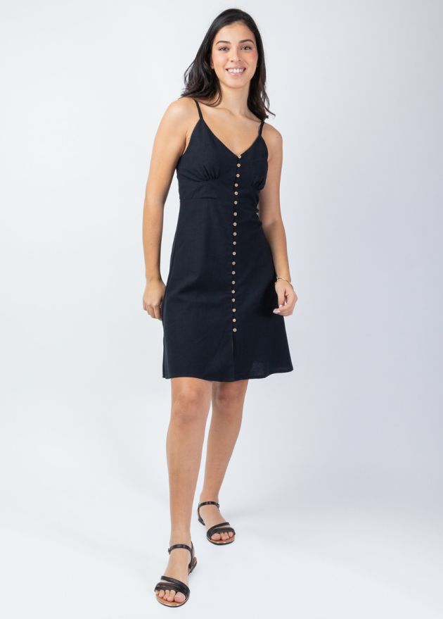 robe courte unie noire face