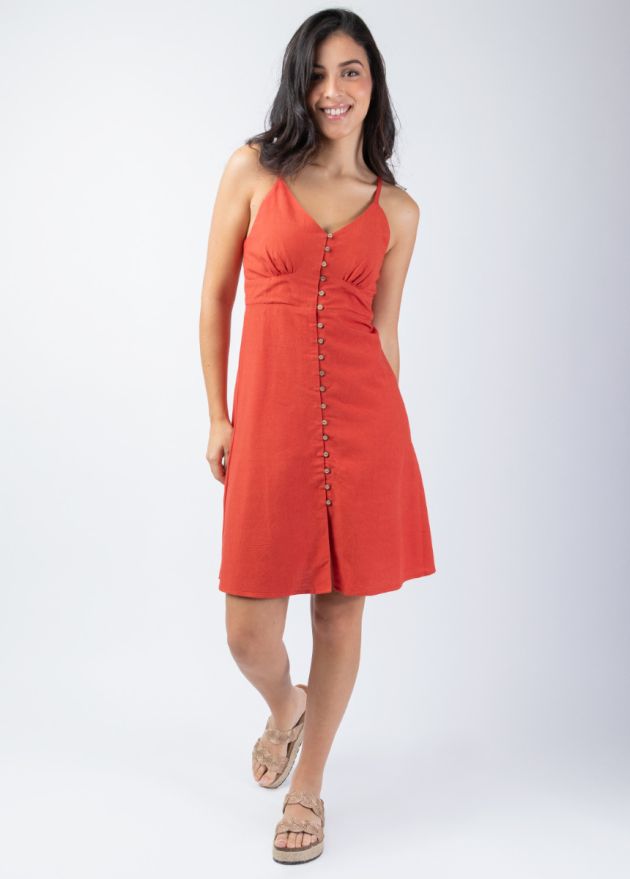 robe courte boutonnée 18 boutons en coco face
