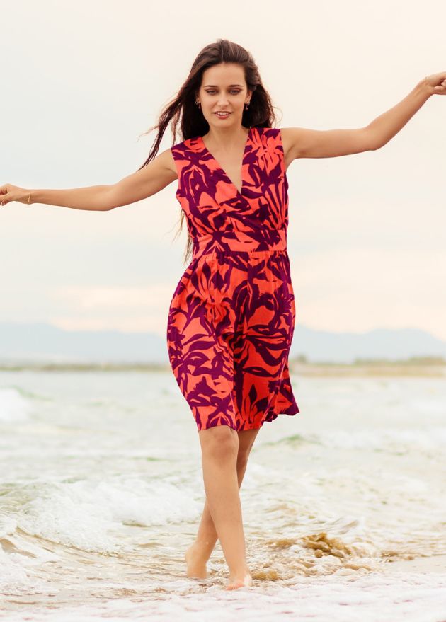 robe courte été larges bretelles taille élastiquée face